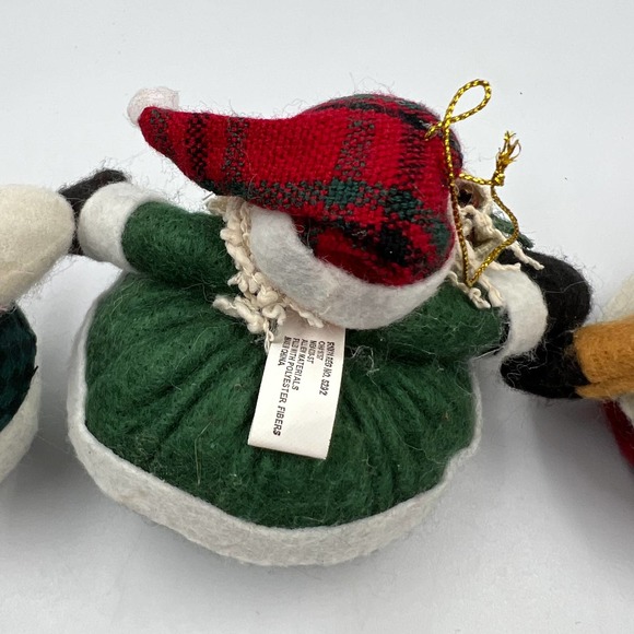 Primitive Round Plush Santa Claus Snowman Reindeer Christmas Ornaments Lot 3 - Picture 6 of 8